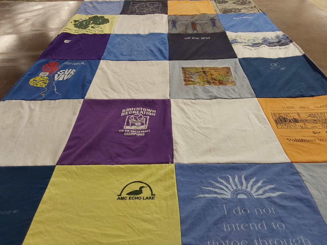 T-shirt quilt with volleyball, outdoor themes by Cynthia from NY