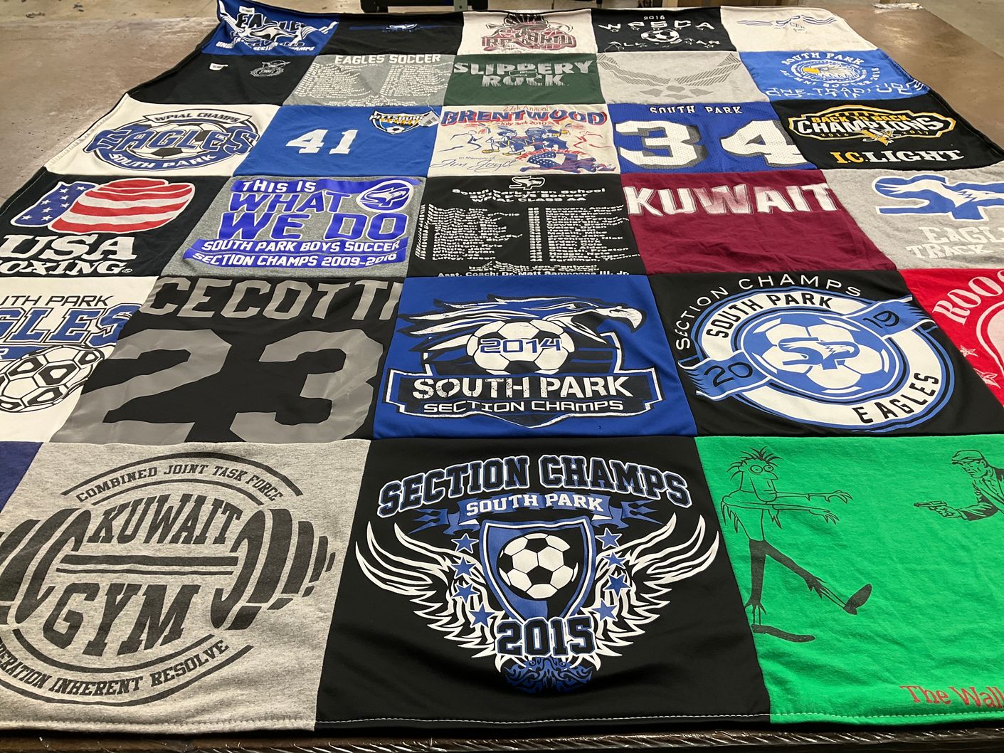 T-shirt quilt featuring south park eagles soccer by Olivia from PA