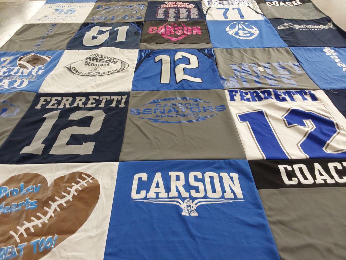 T-shirt quilt featuring carson high school senators by Kelley from NV