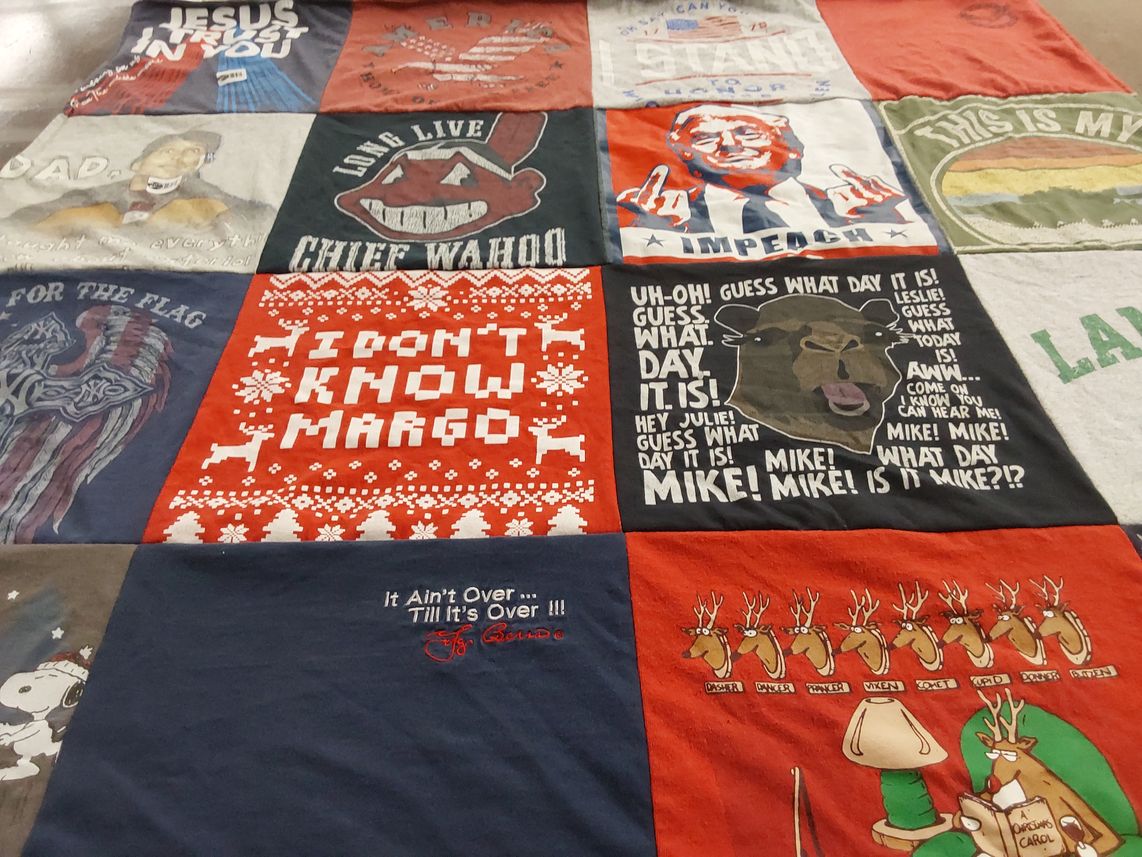 T-shirt quilt with politics, humor themes by Krystal from NY