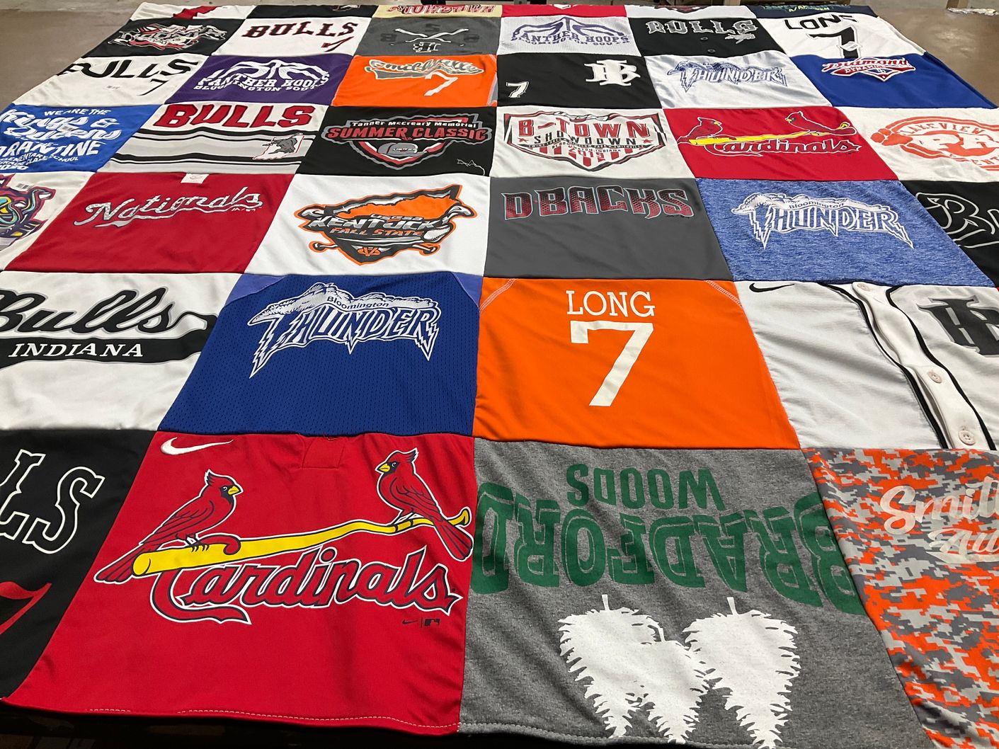 T-shirt quilt featuring bloomington thunder, st. louis cardinals by Christie from IN