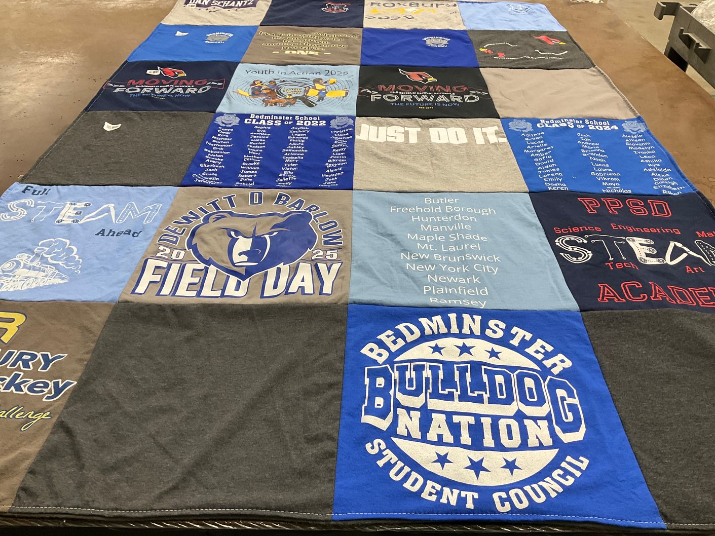 T-shirt quilt featuring bulldogs by Elizabeth from NJ