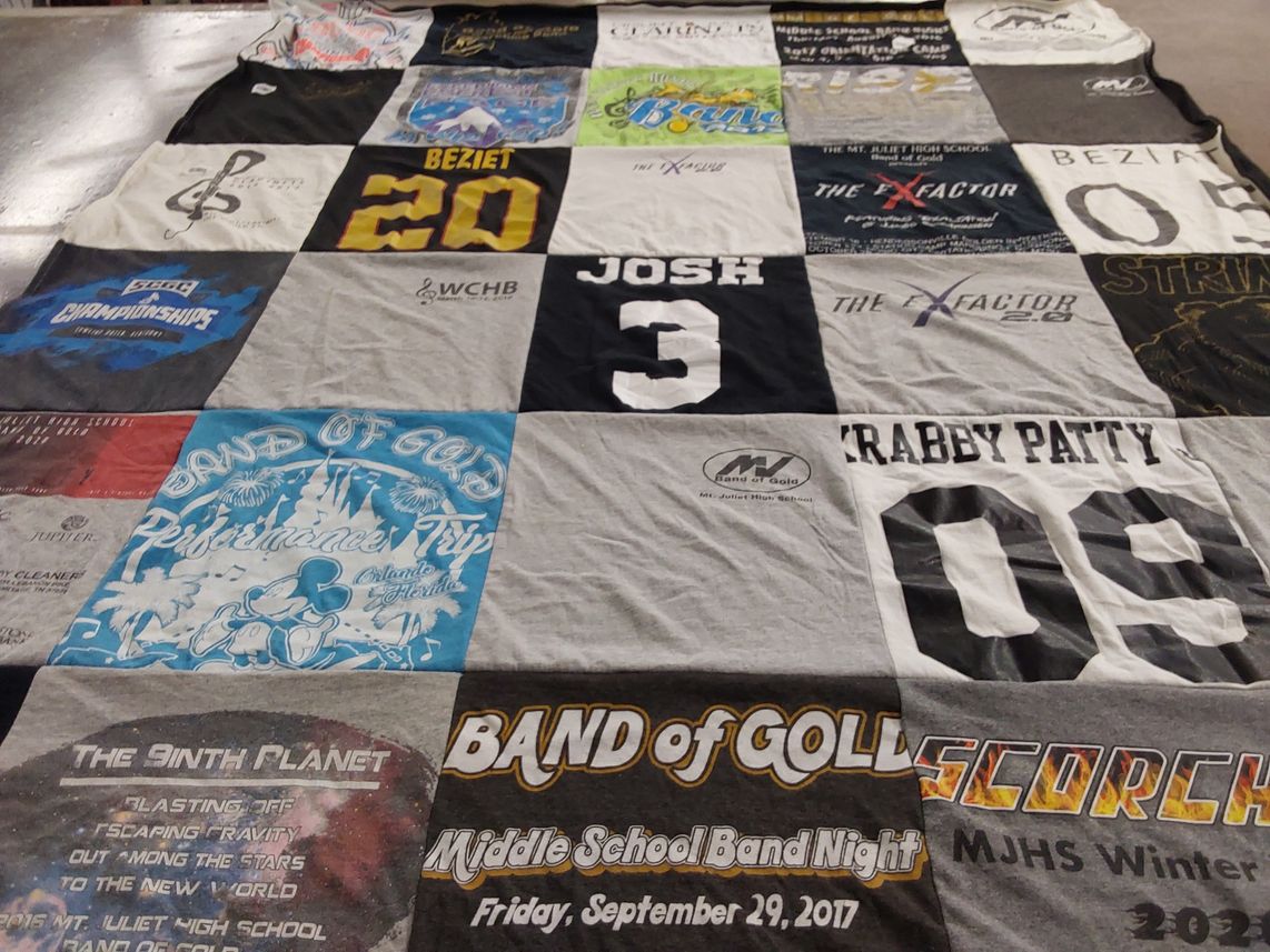 T-shirt quilt from mt. juliet high school by Paige from TN