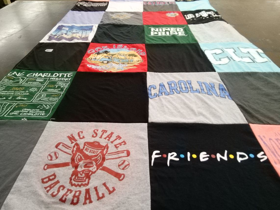 T-shirt quilt from university of north carolina at charlotte, north carolina state university by Jeannette from NC