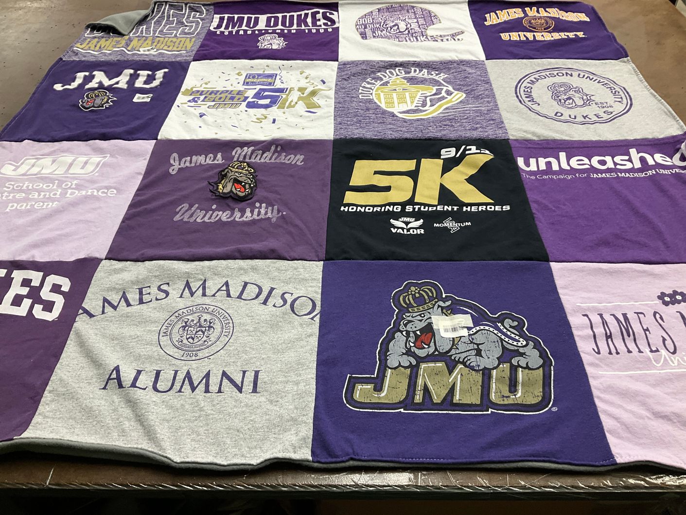 T-shirt quilt featuring james madison university dukes by Cindy from MD