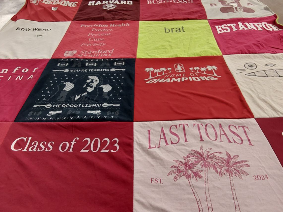 T-shirt quilt from harvard university, stanford university by Jason from NY
