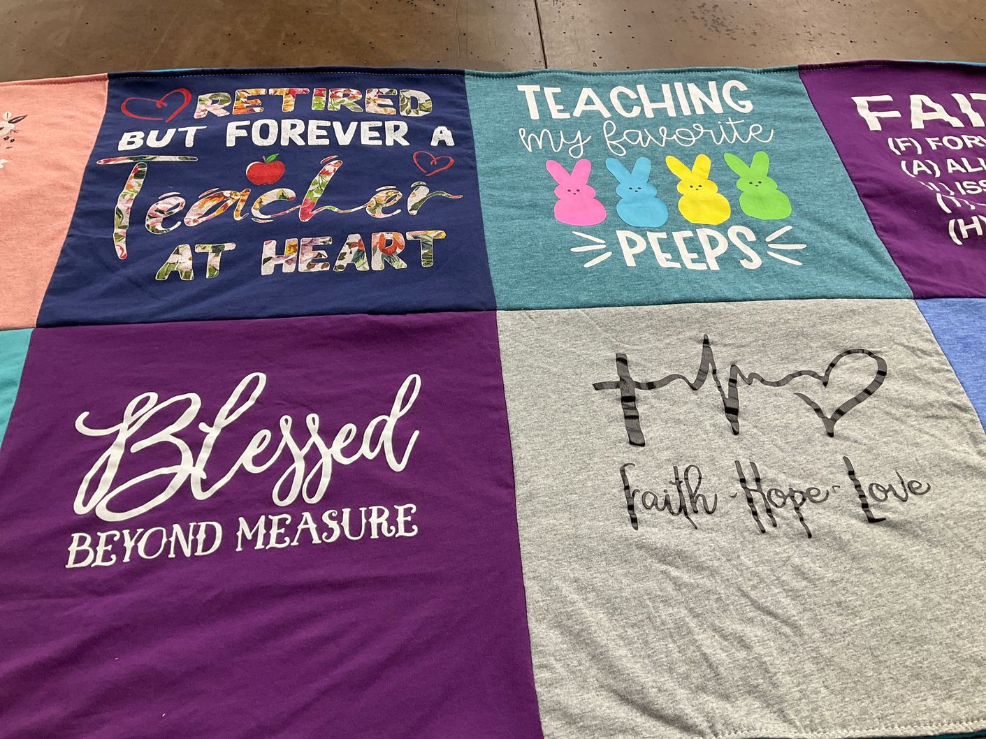 T-shirt quilt with teaching, education themes by louis from TX