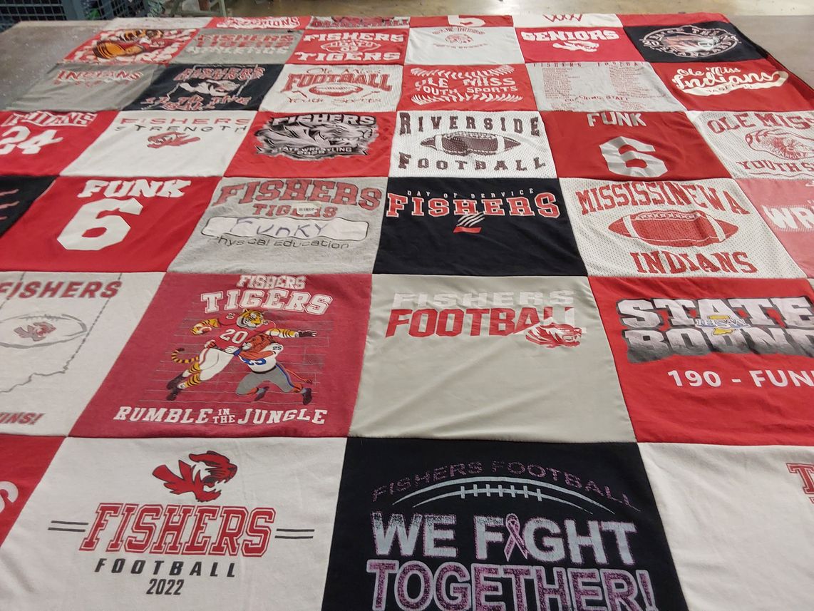 T-shirt quilt featuring fishers tigers by Janette from IN