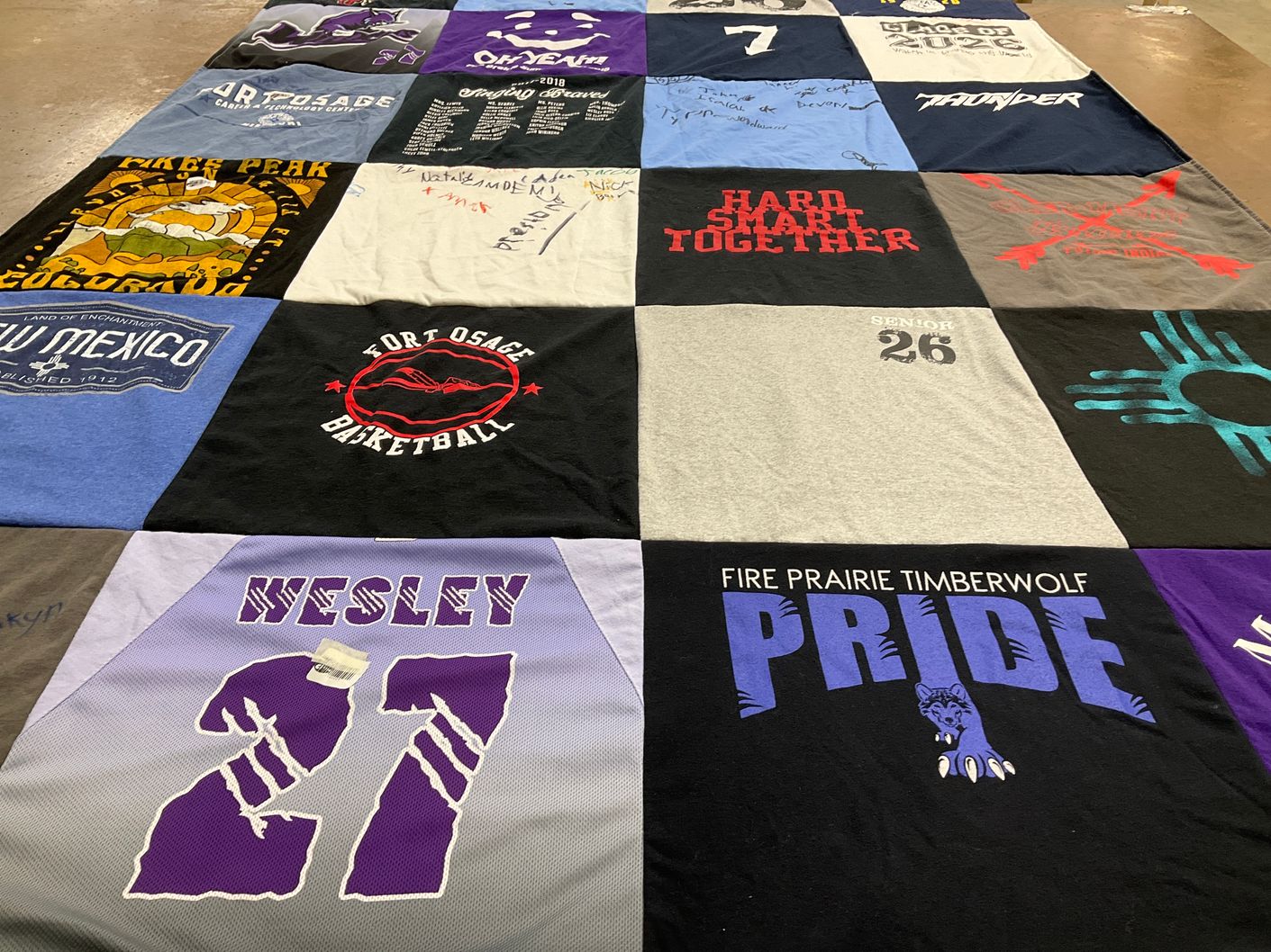 T-shirt quilt featuring fort osage basketball by Rachel from MO