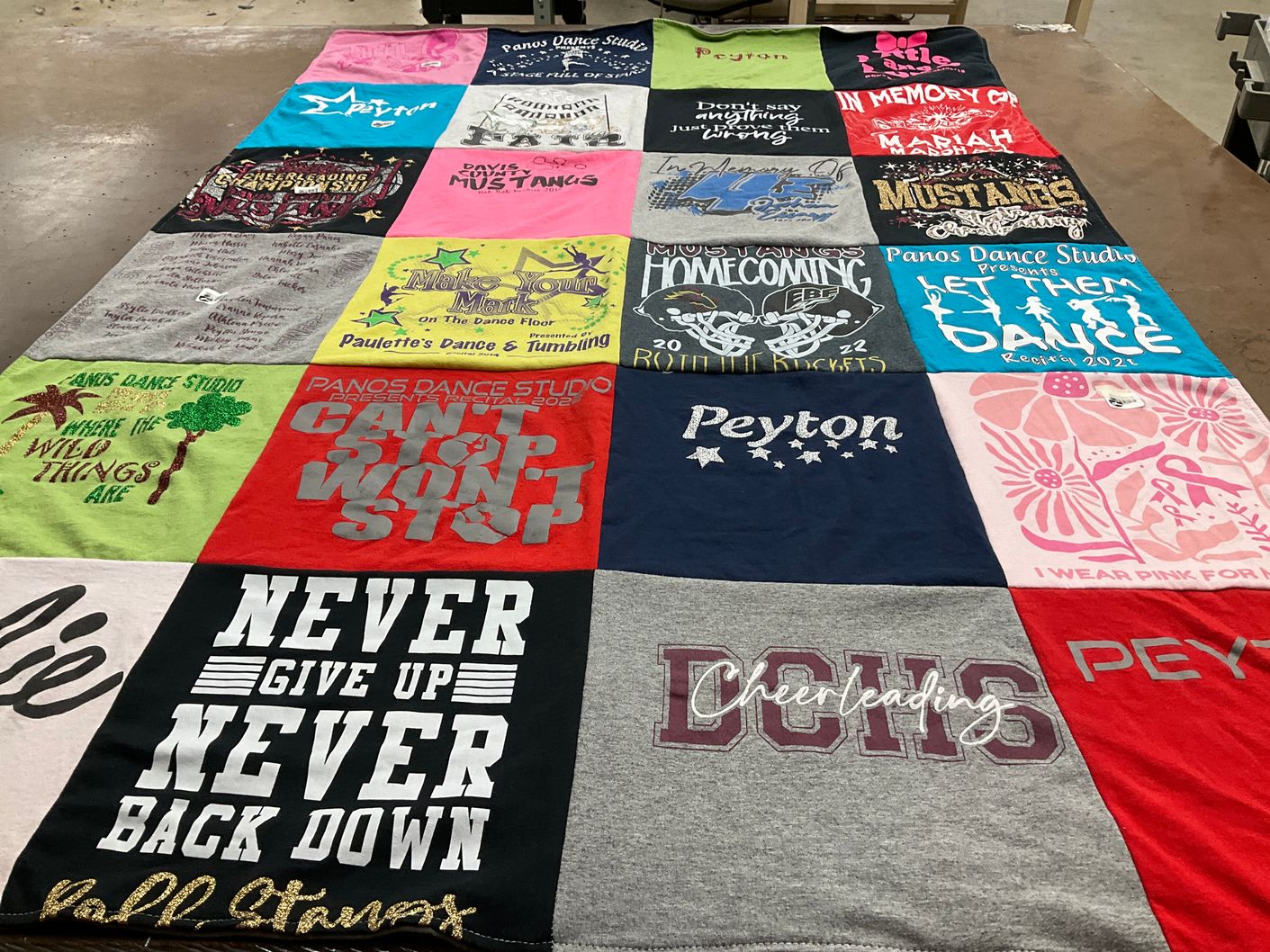 T-shirt quilt featuring mustangs by Cassie from IA