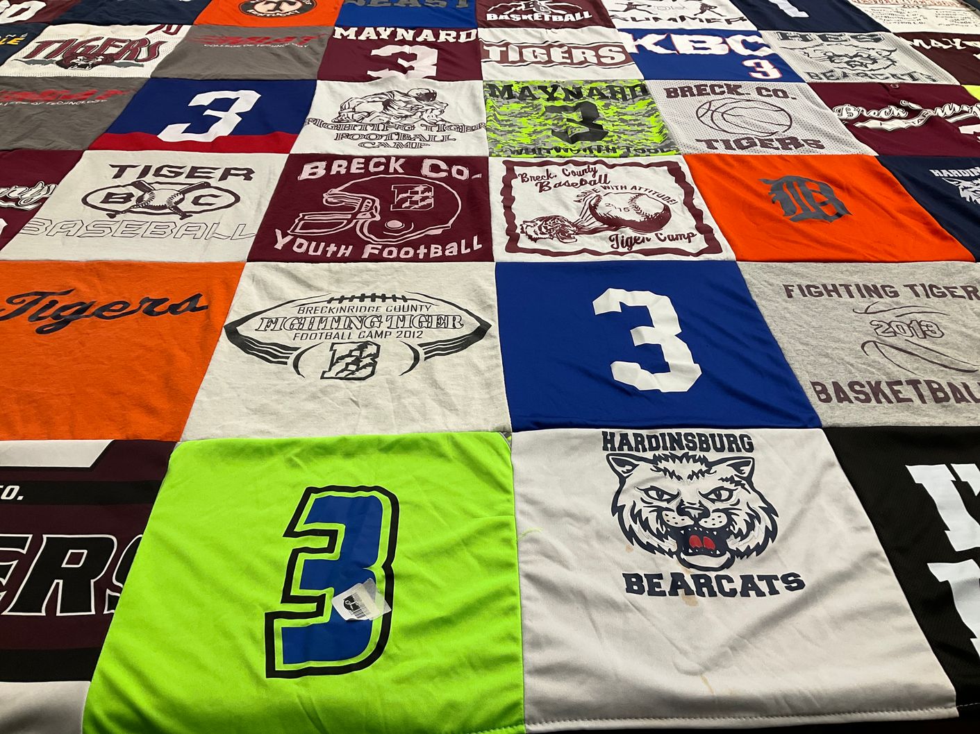 T-shirt quilt featuring breck county fighting tigers, hardinsburg bearcats by Amanda from MI