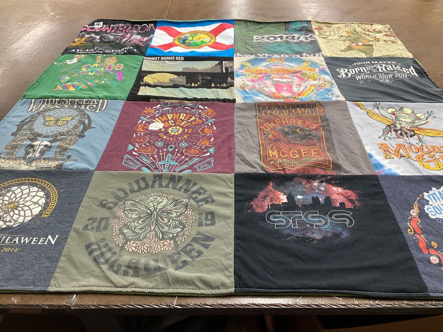 T-shirt quilt with music, festivals themes by Kelly from FL