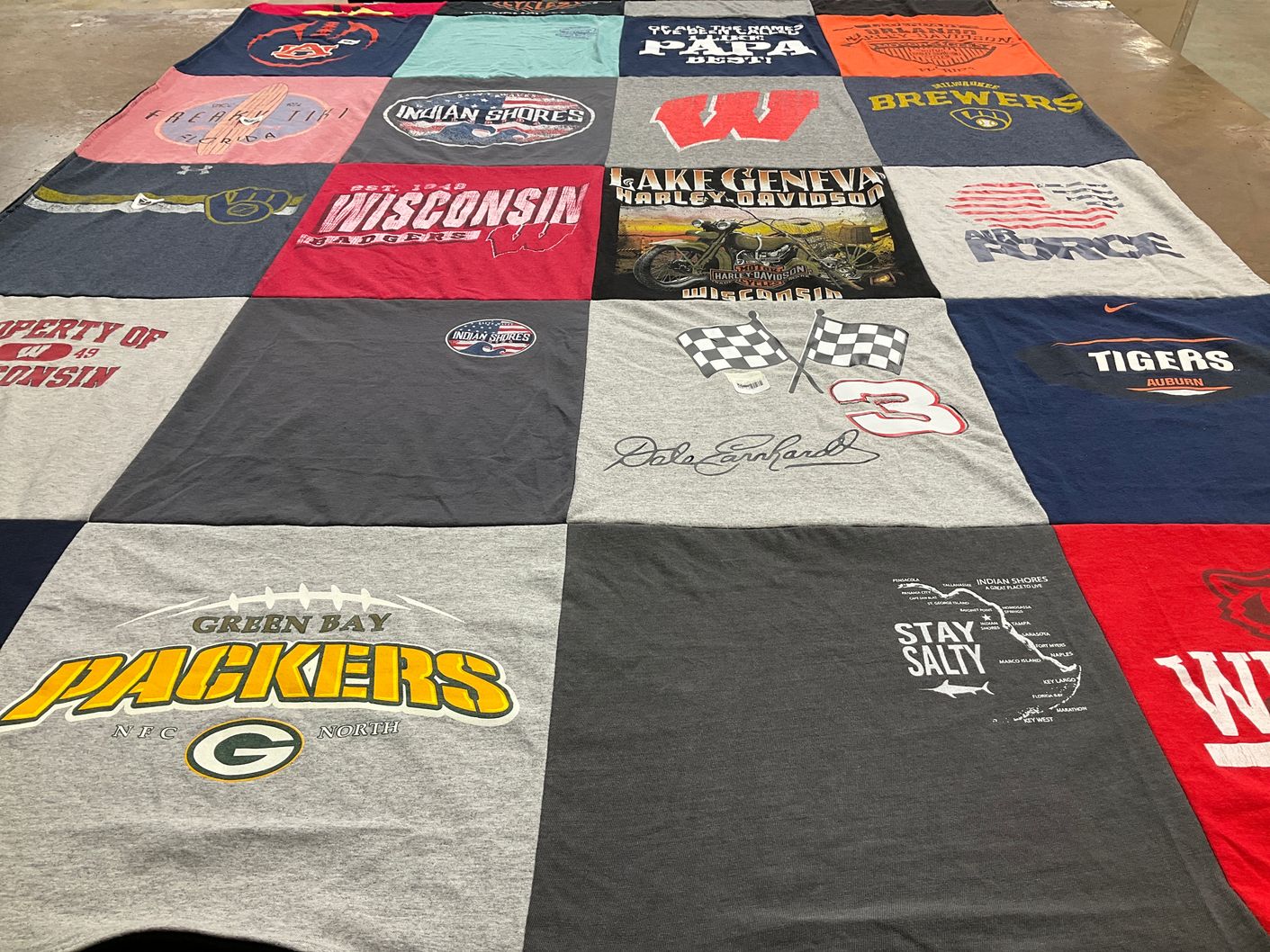 T-shirt quilt featuring green bay packers, auburn tigers by Barbara from WI