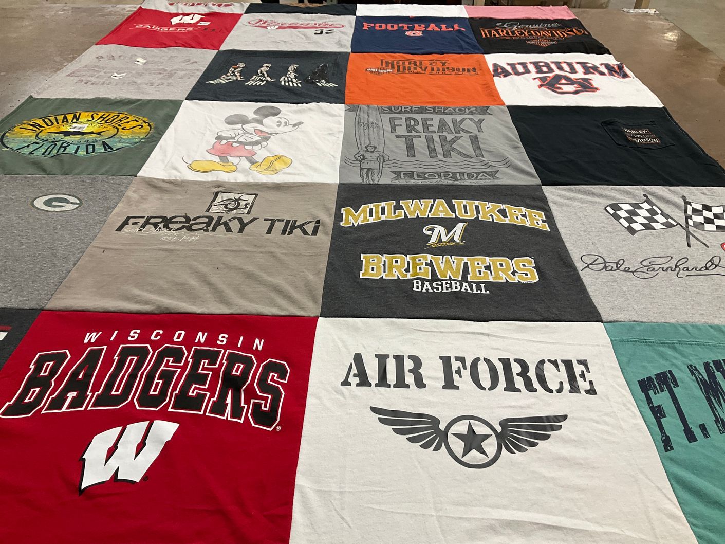 T-shirt quilt featuring milwaukee brewers baseball, wisconsin badgers by Barbara from WI