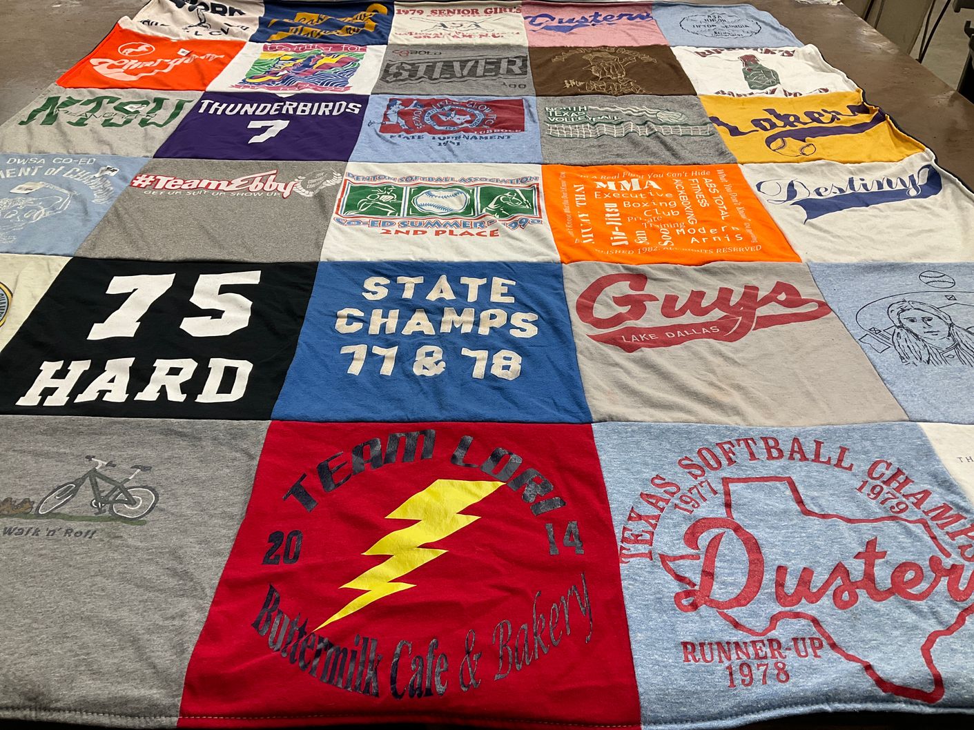T-shirt quilt from north texas state university by Shelley from TX