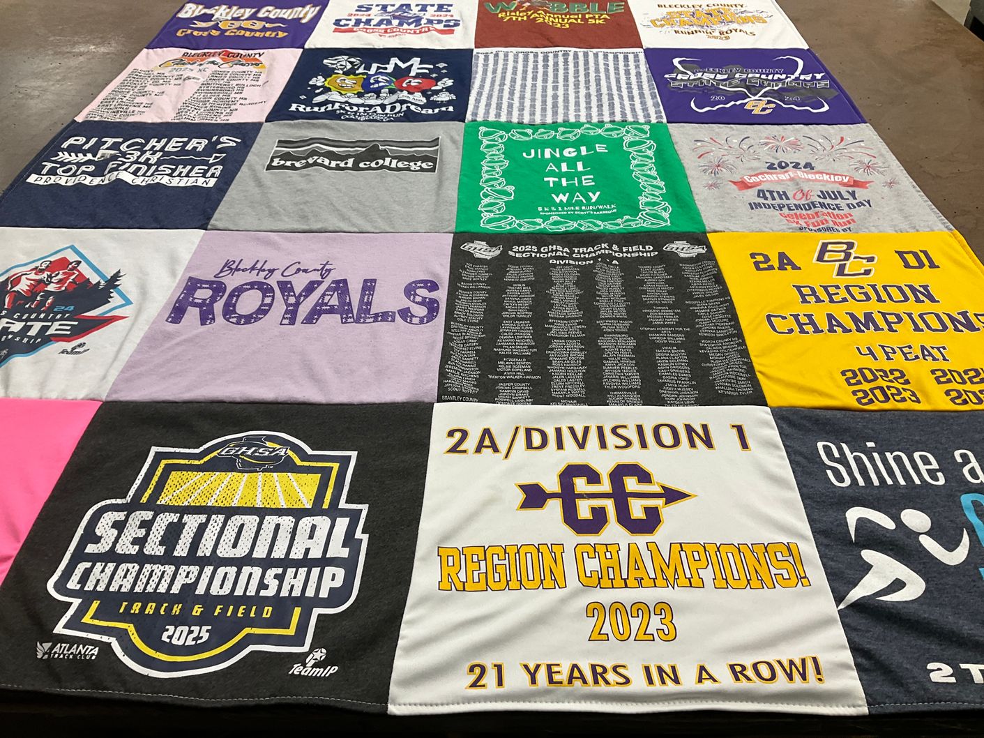 T-shirt quilt featuring bleckley county high school by Angelique from GA