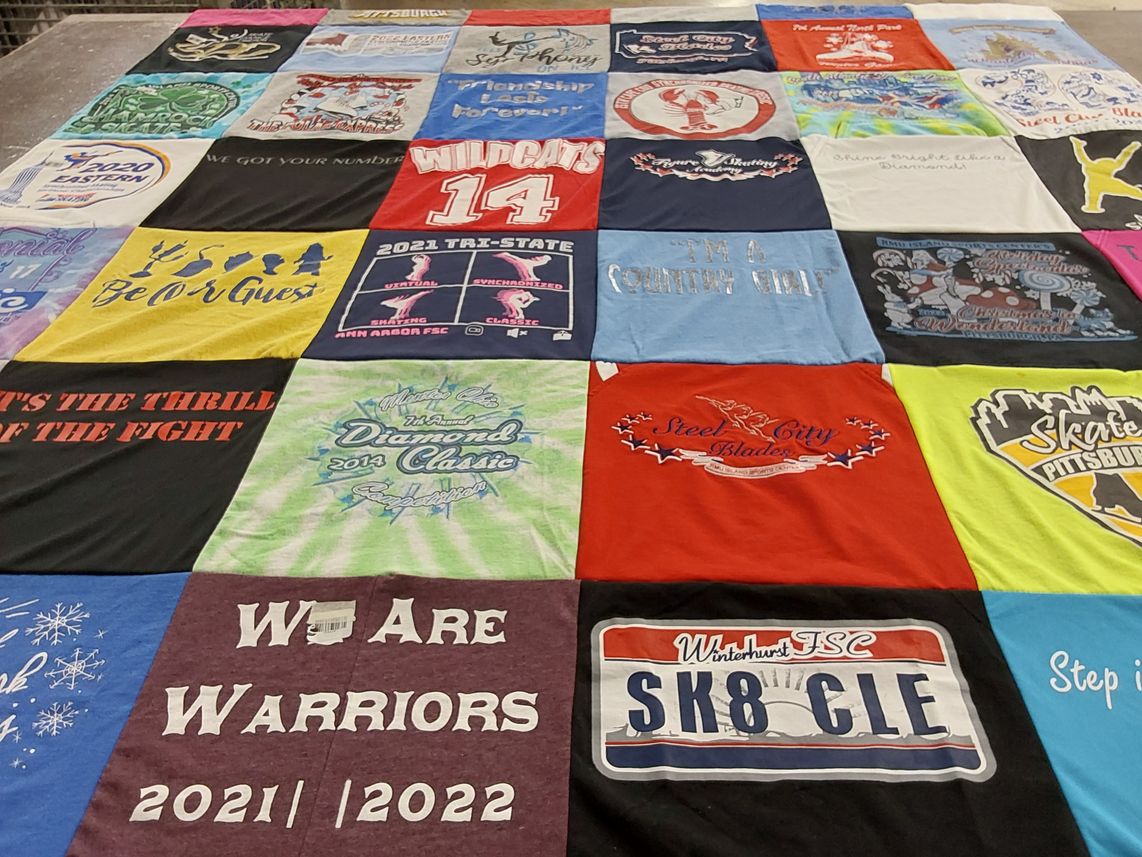 T-shirt quilt featuring wildcats, steel city blades by Kari from PA