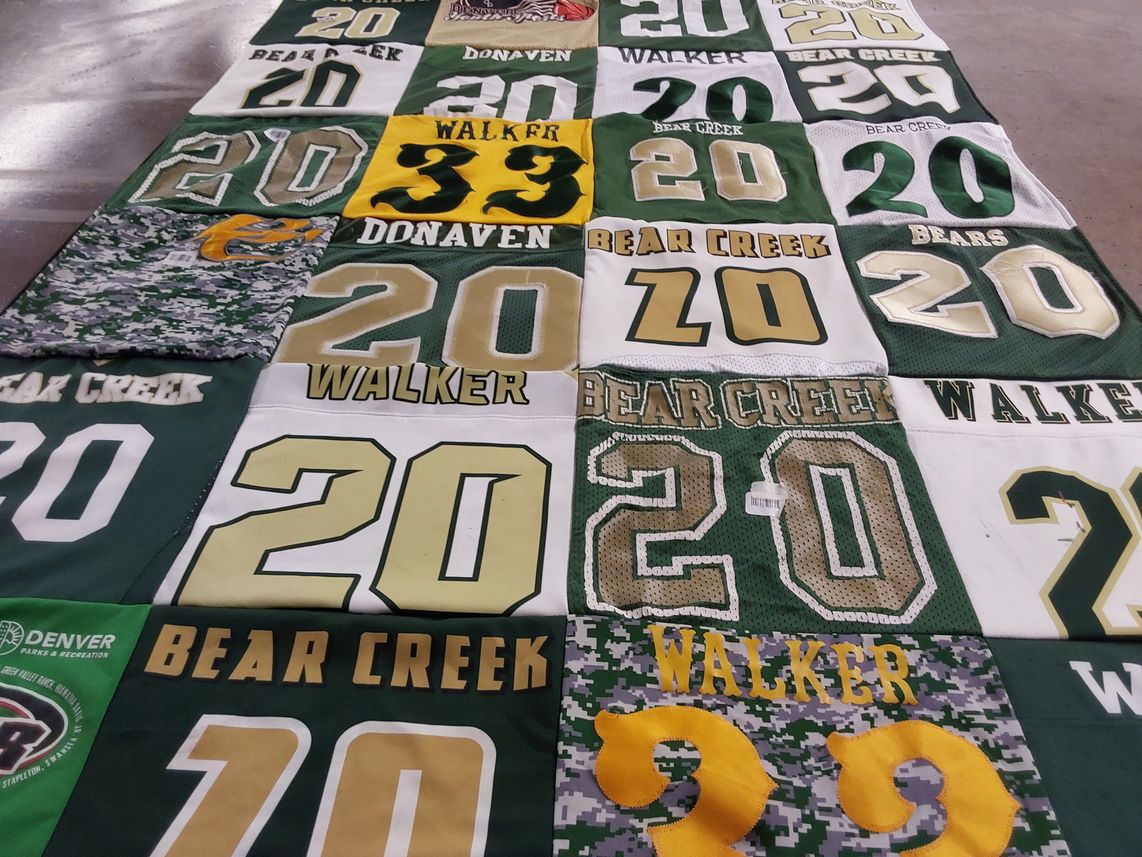 T-shirt quilt from bear creek high school by Christine from CO