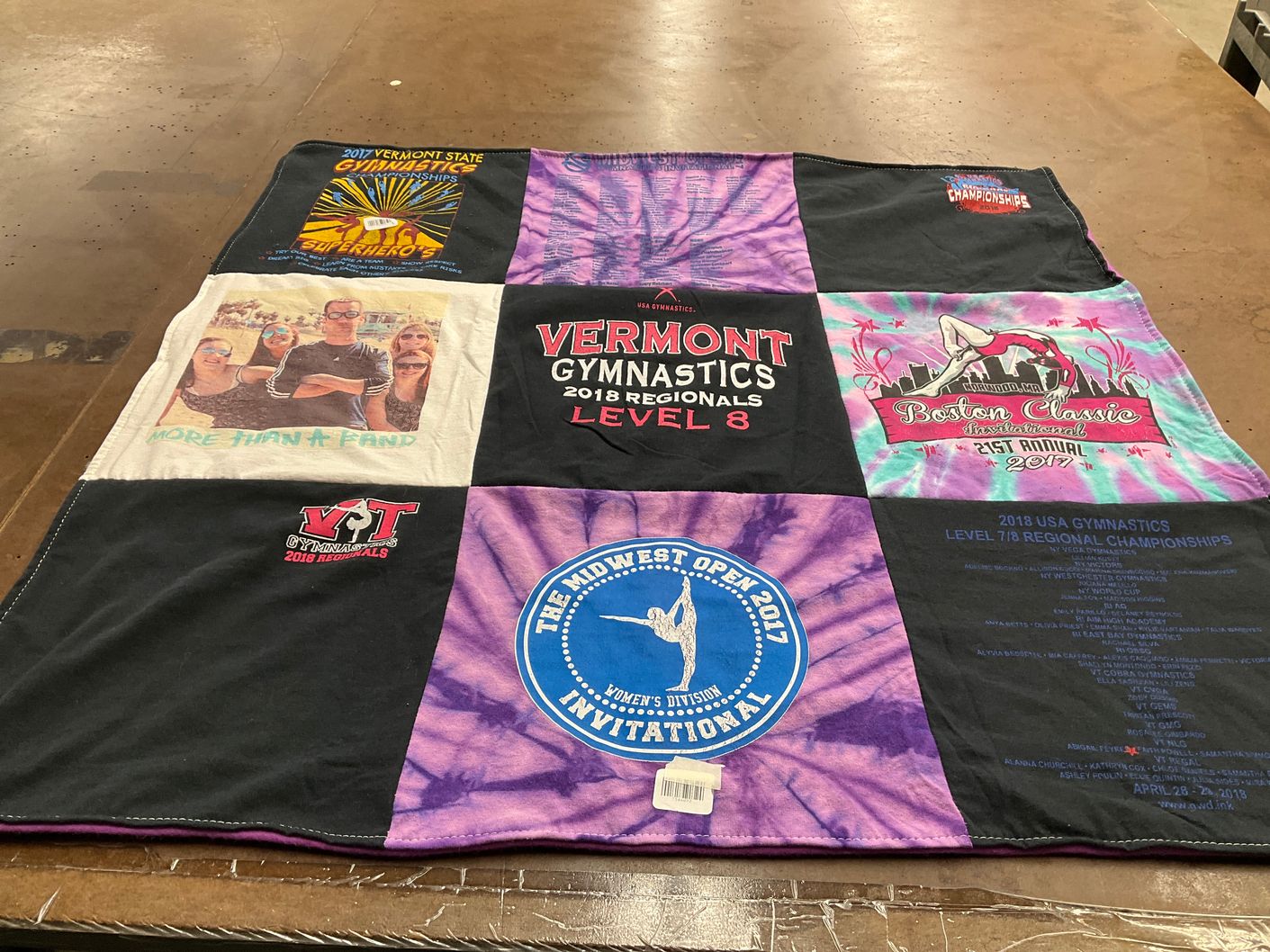 T-shirt quilt from vermont gymnastics by Faith from SC