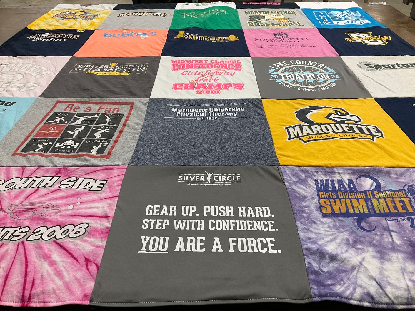 T-shirt quilt featuring marquette golden eagles by Kaitlyn from WI