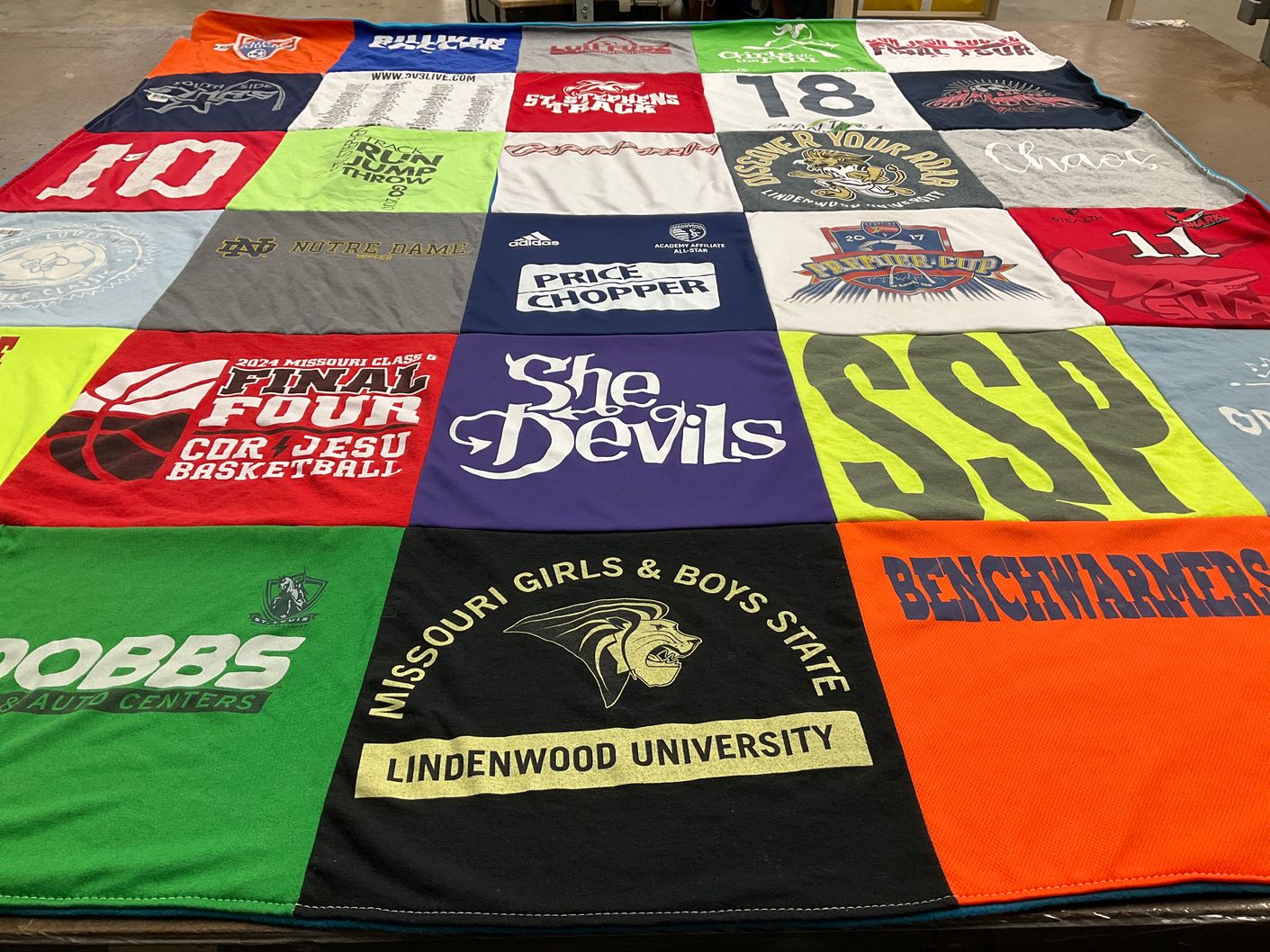 T-shirt quilt from lindenwood university by Jennifer from MO