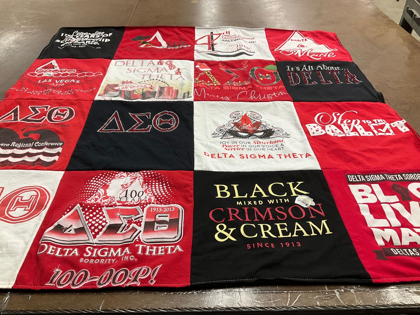 T-shirt quilt with sorority, sisterhood themes by Pamela from NJ