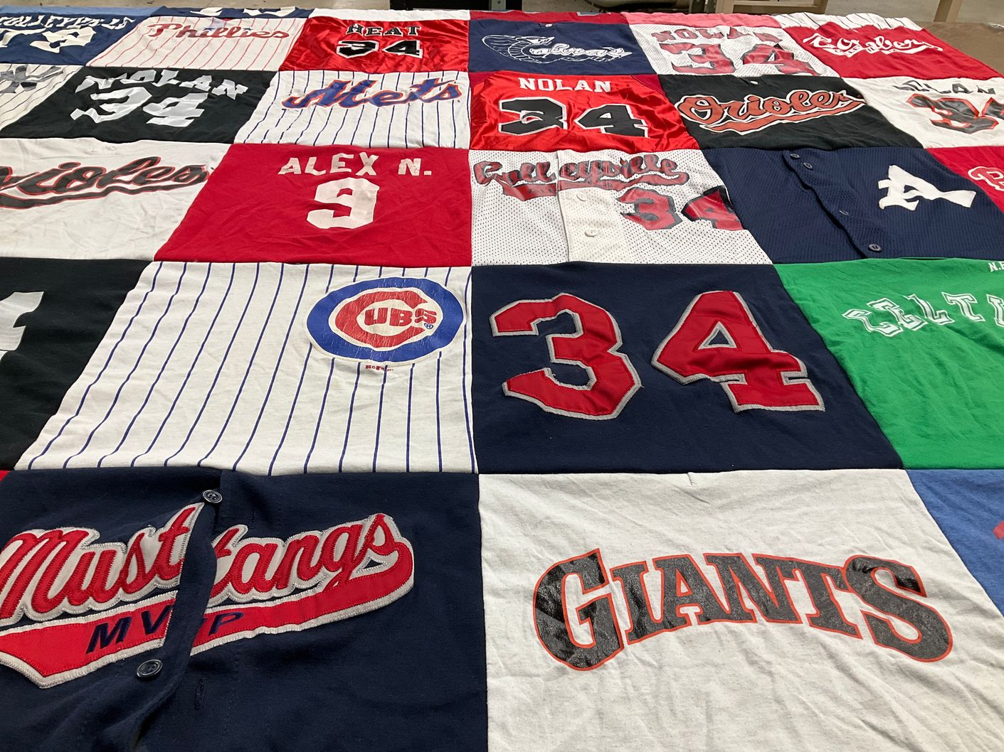 T-shirt quilt with baseball themes by Robin from TX