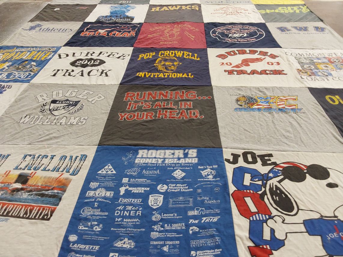 T-shirt quilt featuring dufree track team, roger williams university cross country team by Lindsey from MA