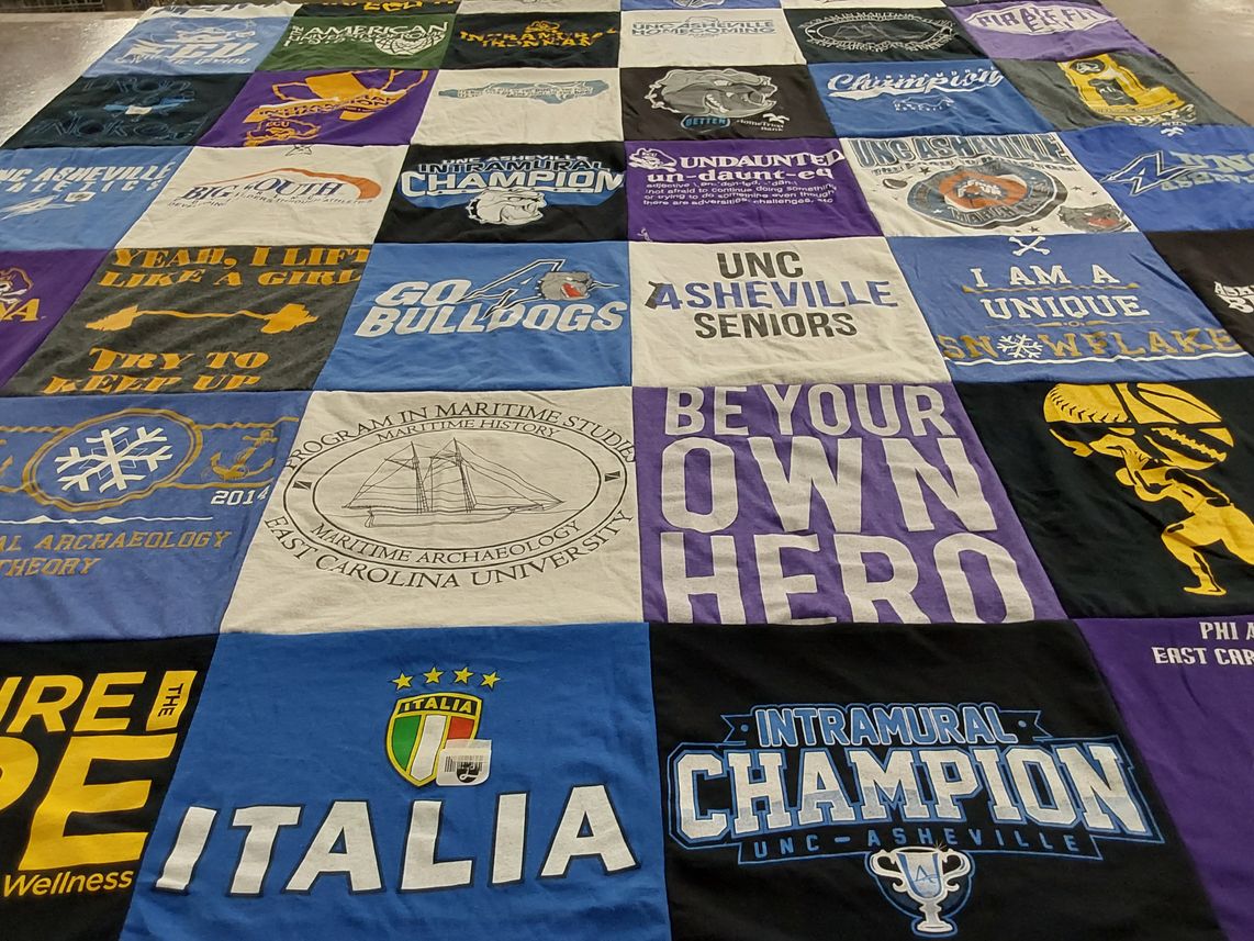 T-shirt quilt featuring bulldogs, unc asheville by Allyson from NC