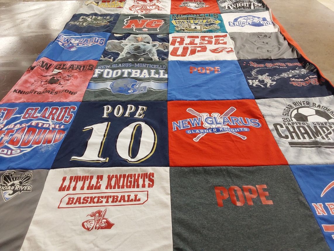 T-shirt quilt featuring new glarus glarner knights, sugar river raiders by Brittany from WI