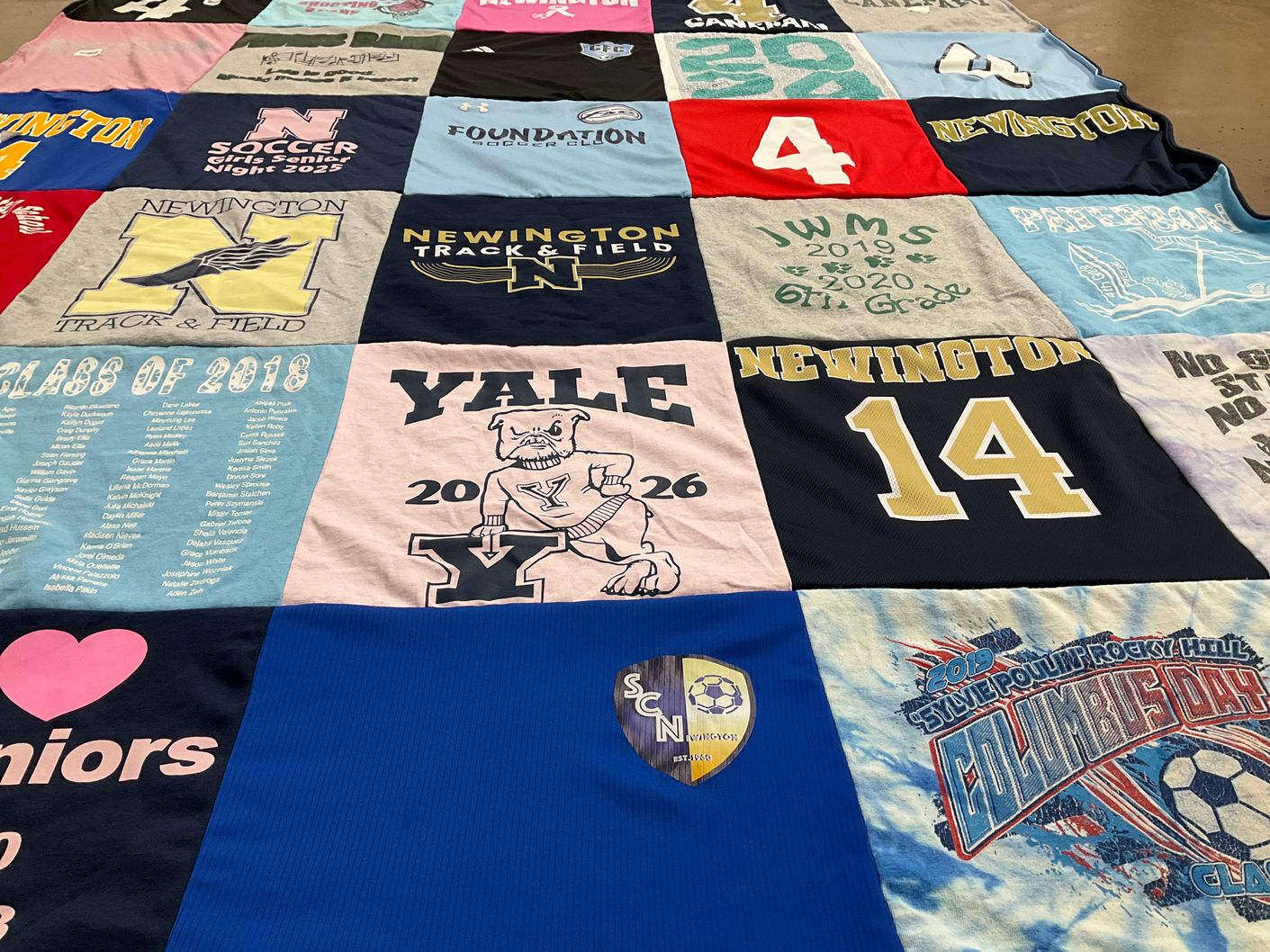 T-shirt quilt featuring newington soccer by Kathryn from CT