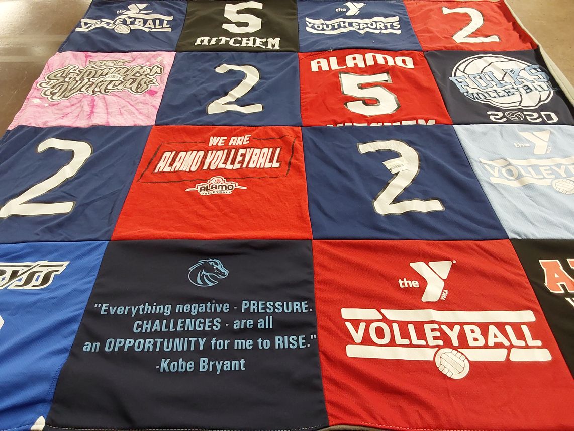 T-shirt quilt from alamo college by Joe from TX
