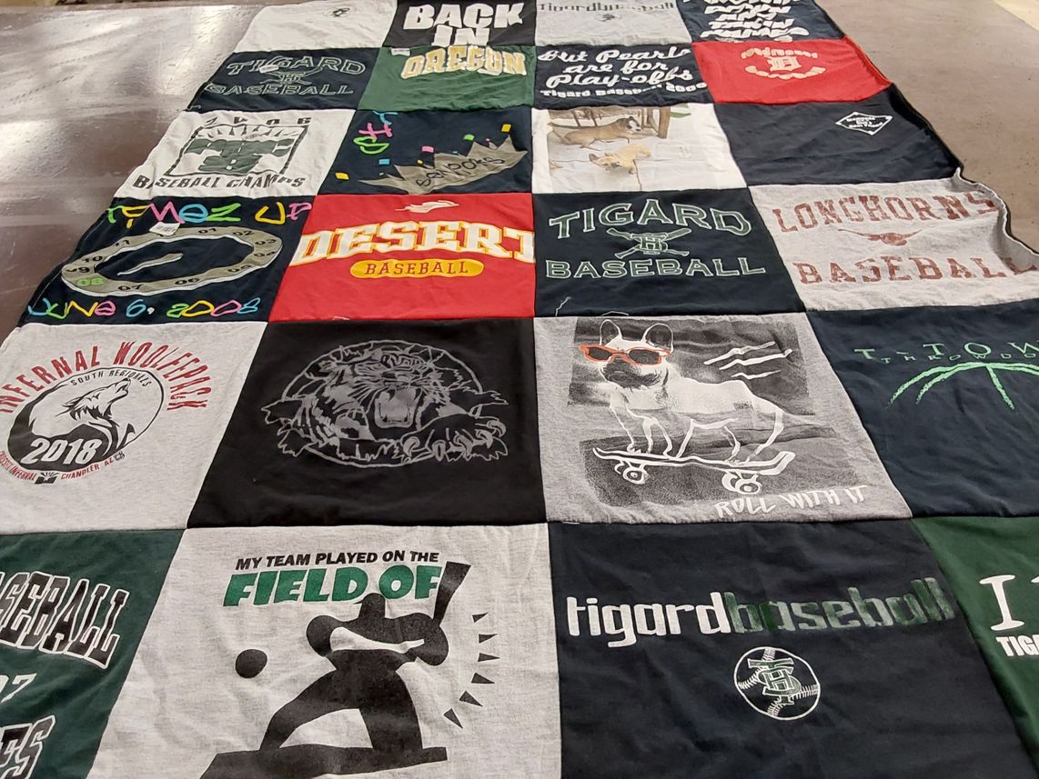 T-shirt quilt featuring tigard high school baseball, wolfpack baseball by Jane from OR