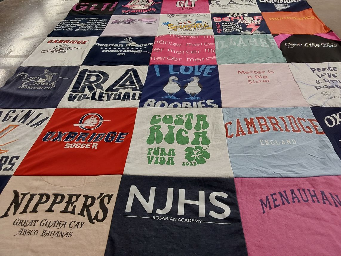 T-shirt quilt featuring oxbridge academy soccer, ra volleyball by Katherine from FL