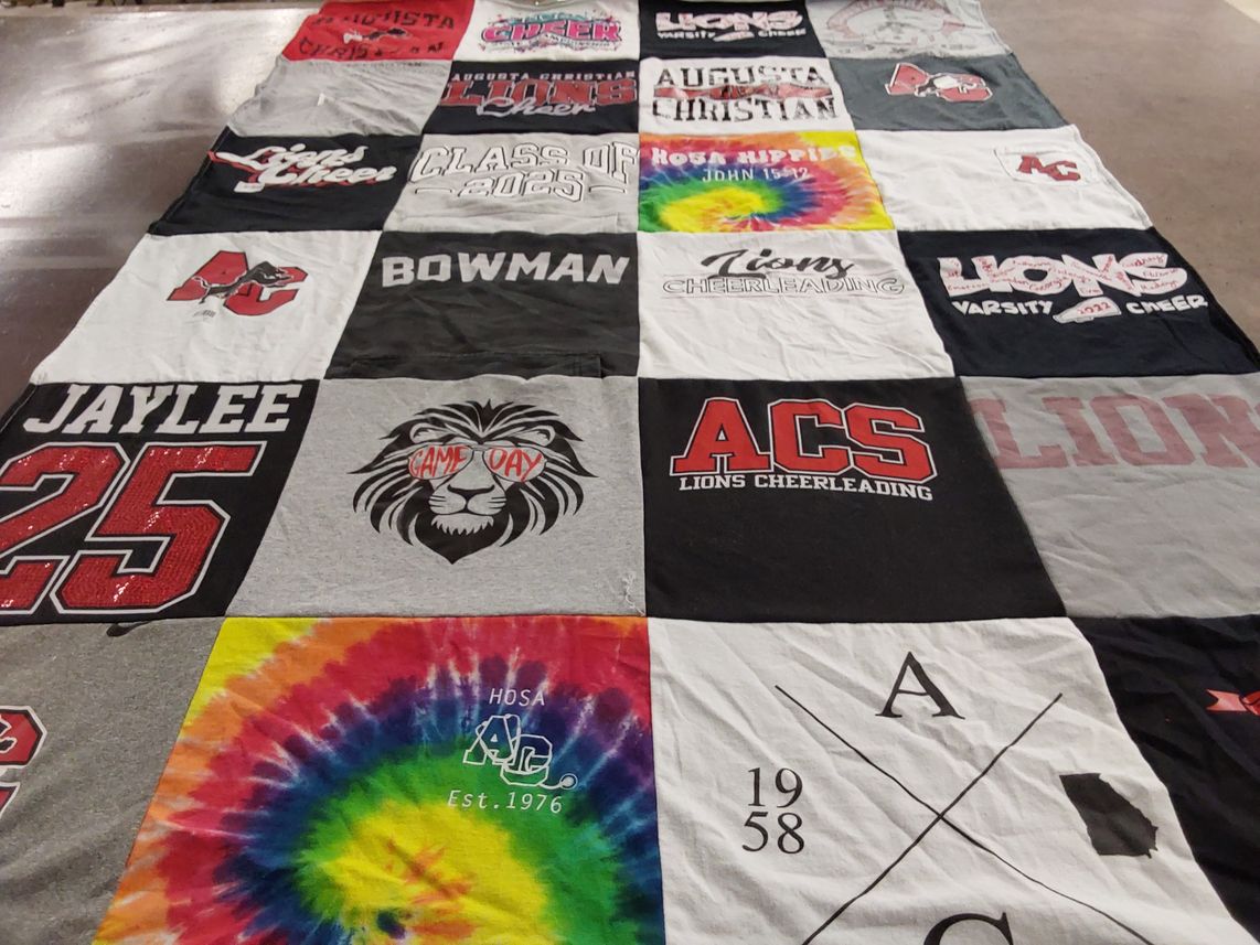 T-shirt quilt featuring augusta christian school lions by Phillip from GA