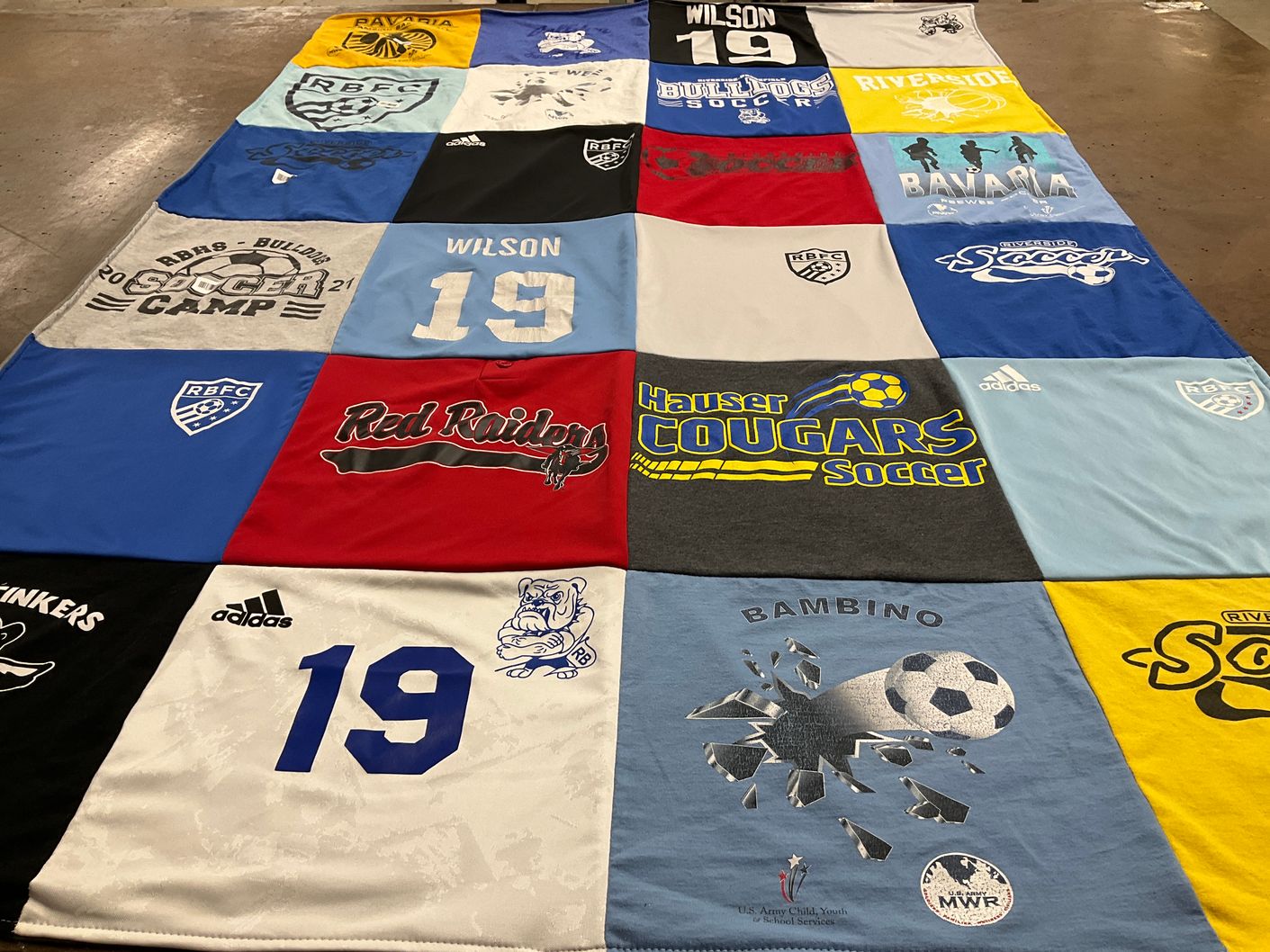 T-shirt quilt featuring hauser cougars soccer, red raiders by DELIA from IL