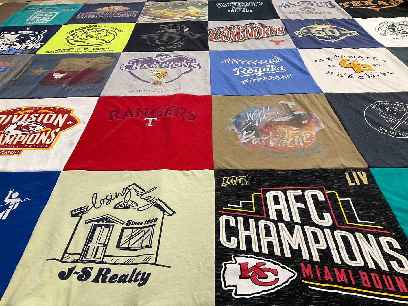 T-shirt quilt featuring kansas city royals, texas rangers by Jayde from MO