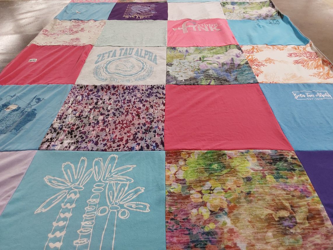 T-shirt quilt with sorority, sisterhood themes by Jennifer from IN
