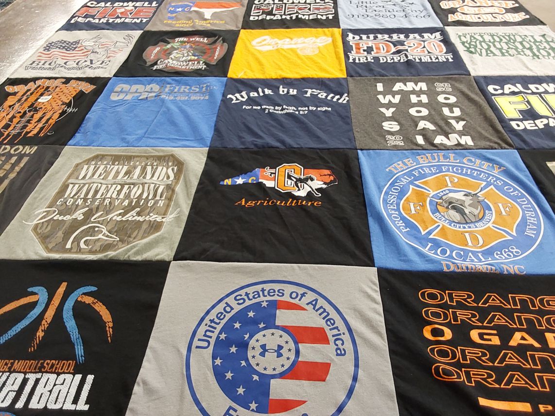 T-shirt quilt featuring durham fire department, the bull city fire fighters by Melissa from NC