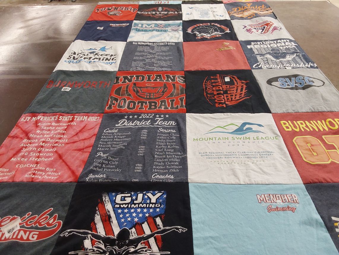 T-shirt quilt featuring mavericks football, mavericks swimming by Stacy from PA
