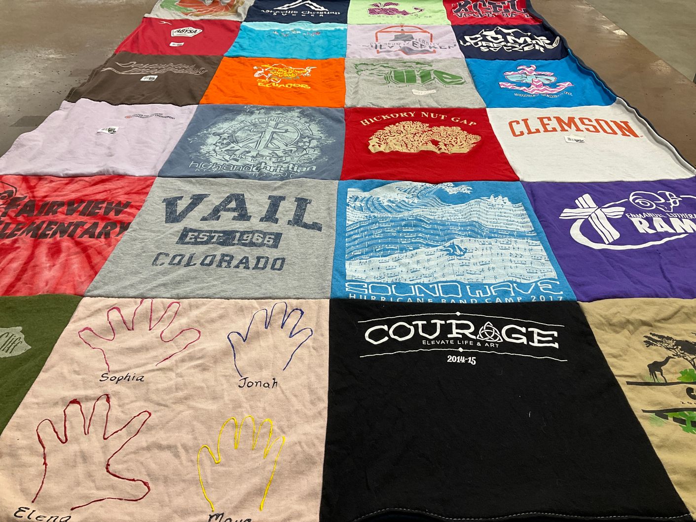 T-shirt quilt from fairview elementary school, clemson university by Cynthia from SC