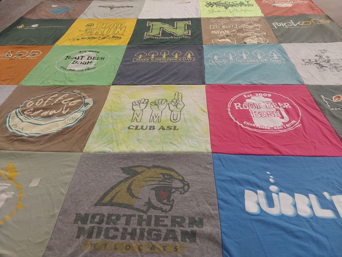 T-shirt quilt featuring northern michigan university wildcats by Tianna from NJ