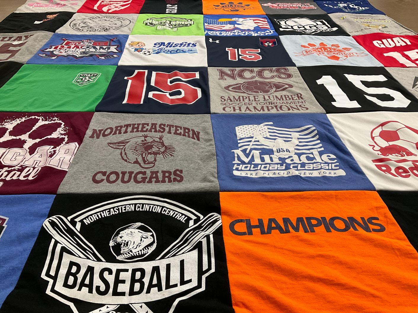 T-shirt quilt featuring northeastern cougars by Jennifer from NY