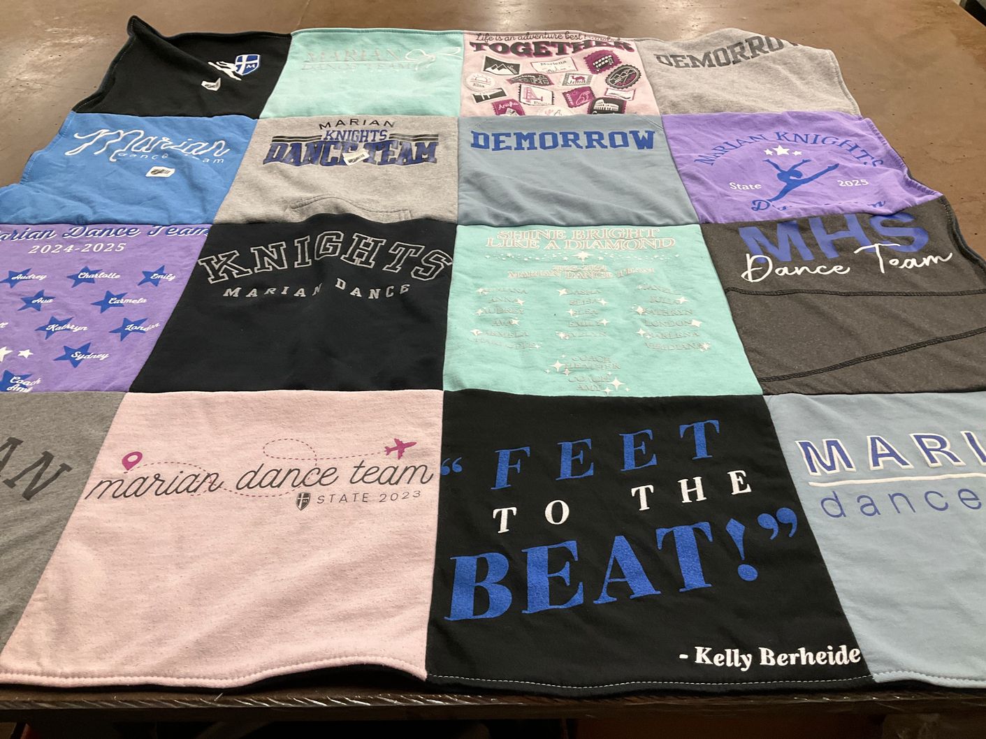 T-shirt quilt featuring marian knights dance team by Lara from IN