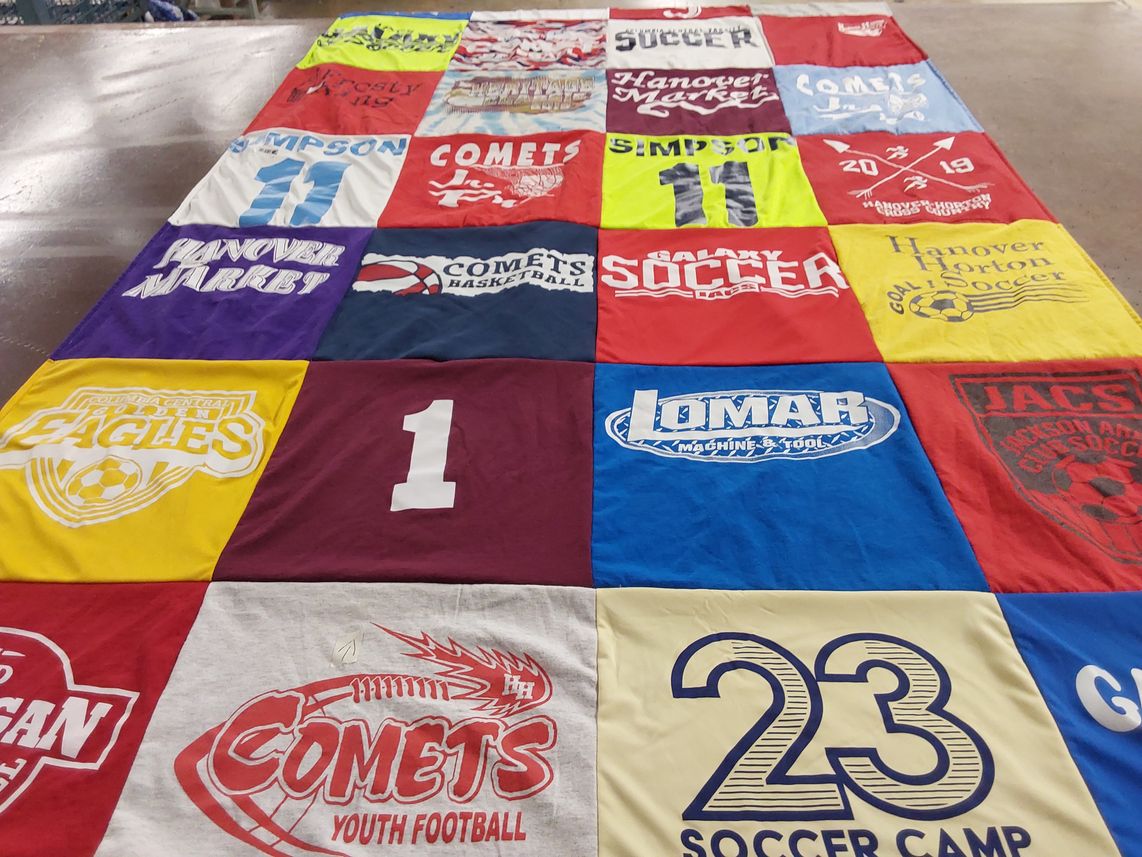 T-shirt quilt featuring comets, eagles by Kellie from MI