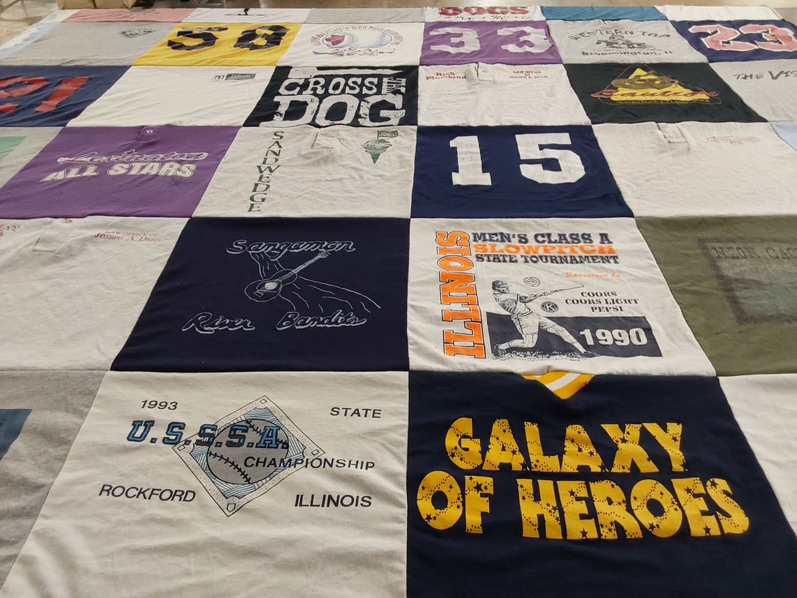 T-shirt quilt with sports, tournament themes by Frank from IL