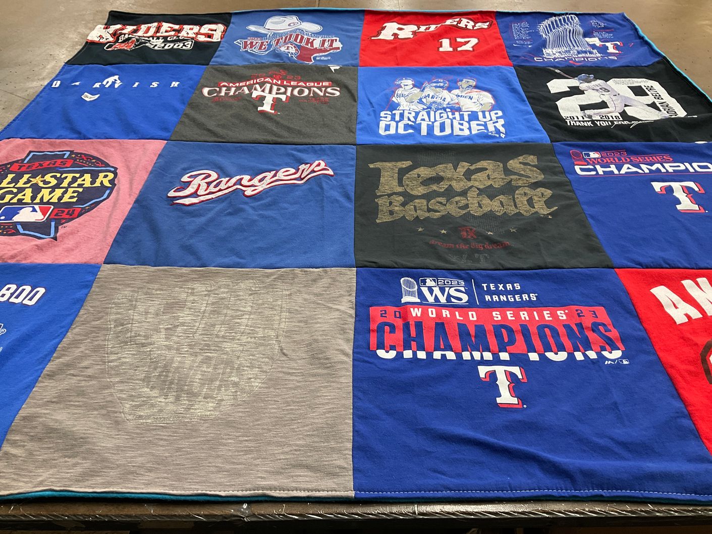 T-shirt quilt featuring texas rangers by Dennis from TX