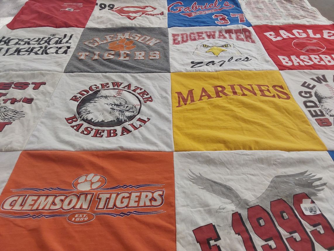 T-shirt quilt featuring clemson tigers, edgewater eagles by Mildted from FL
