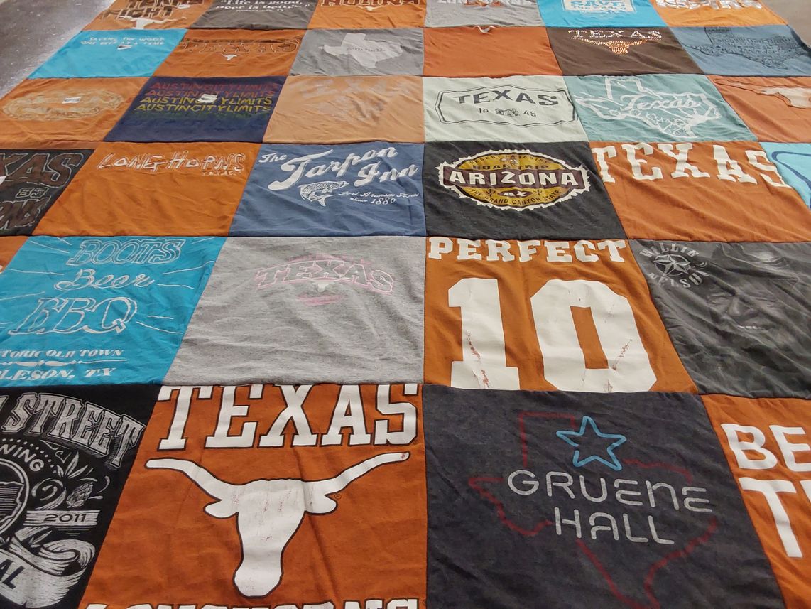 T-shirt quilt featuring longhorns by K from TX