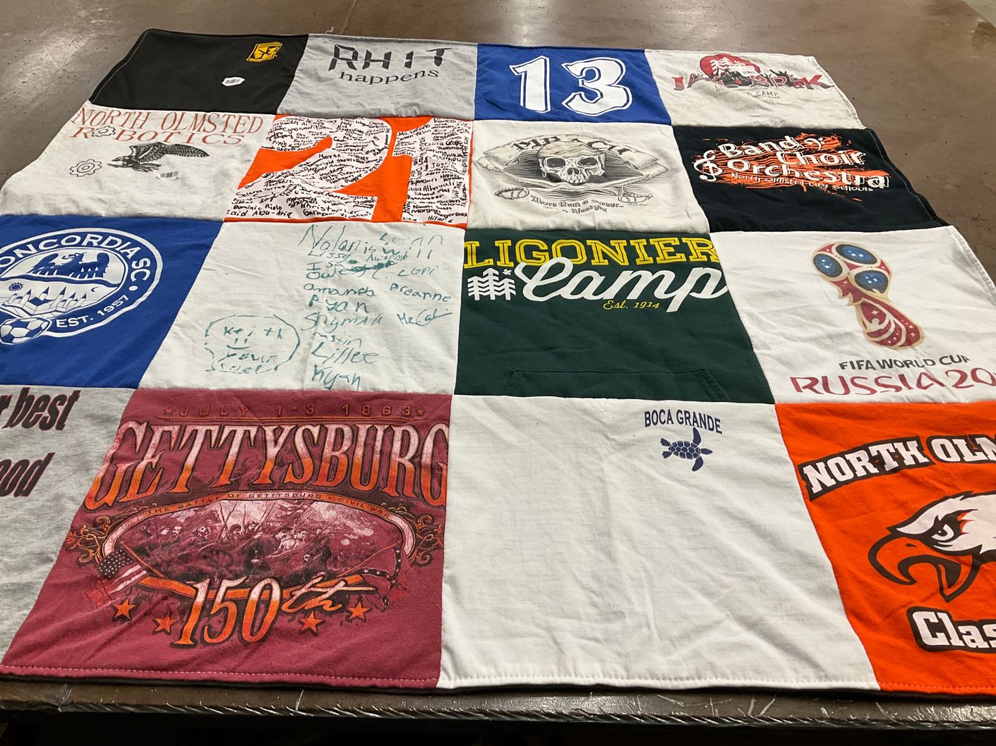 T-shirt quilt from concordia university by Paula from OH